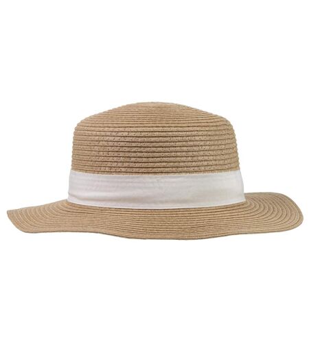 Isotoner Chapeau femme bande beige, ajustable tour de tête
