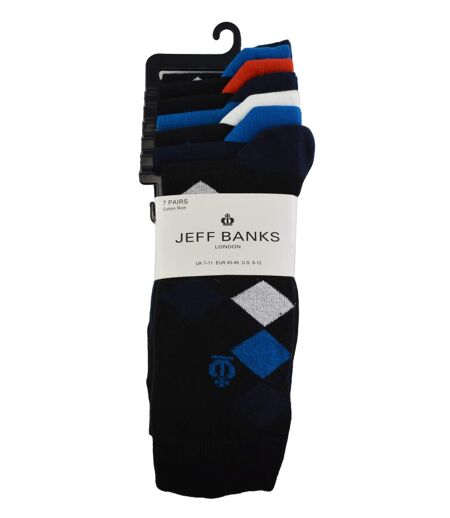 Jeff Banks - 7 Pk Mens Striped & Argyle Cotton Dress Socks