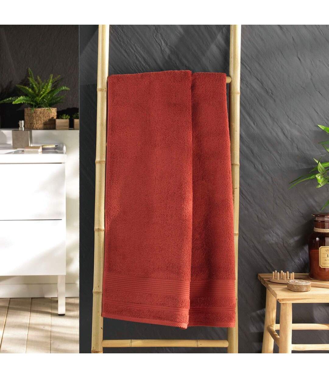 Drap de Douche Tendresse 70x130cm Terracotta-3