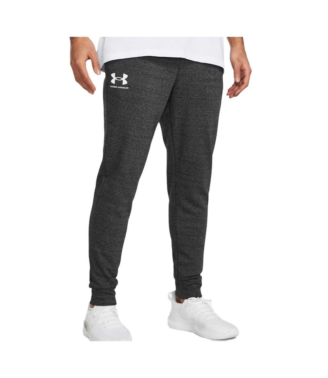 Jogging gris foncé homme under armour rival terry 1380843 - m-1