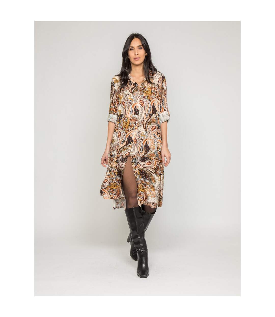 Robe mi-longue motifs ILINE - Dona X Lisa-1