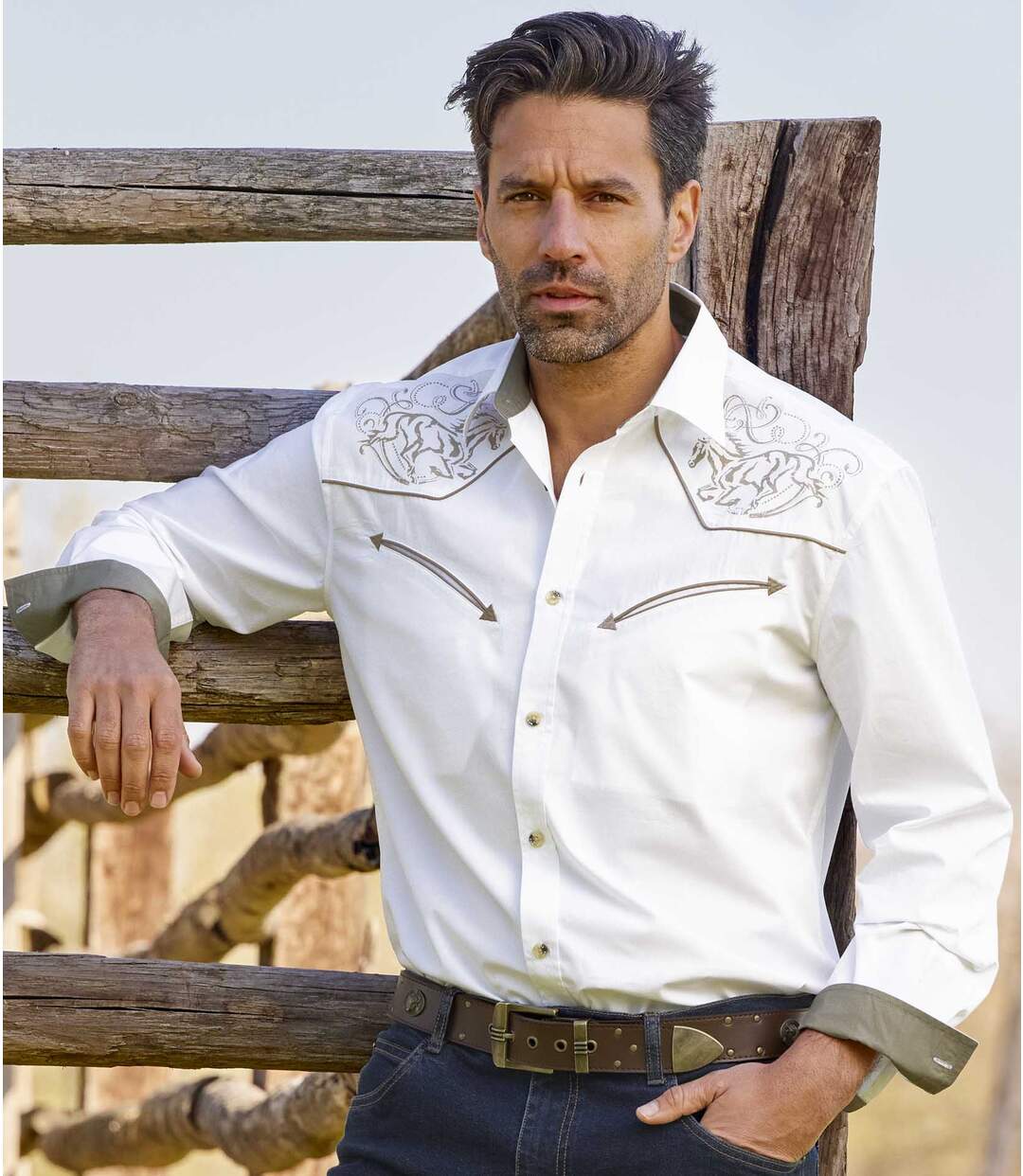 Men's White Country-Style Shirt Atlas For Men
