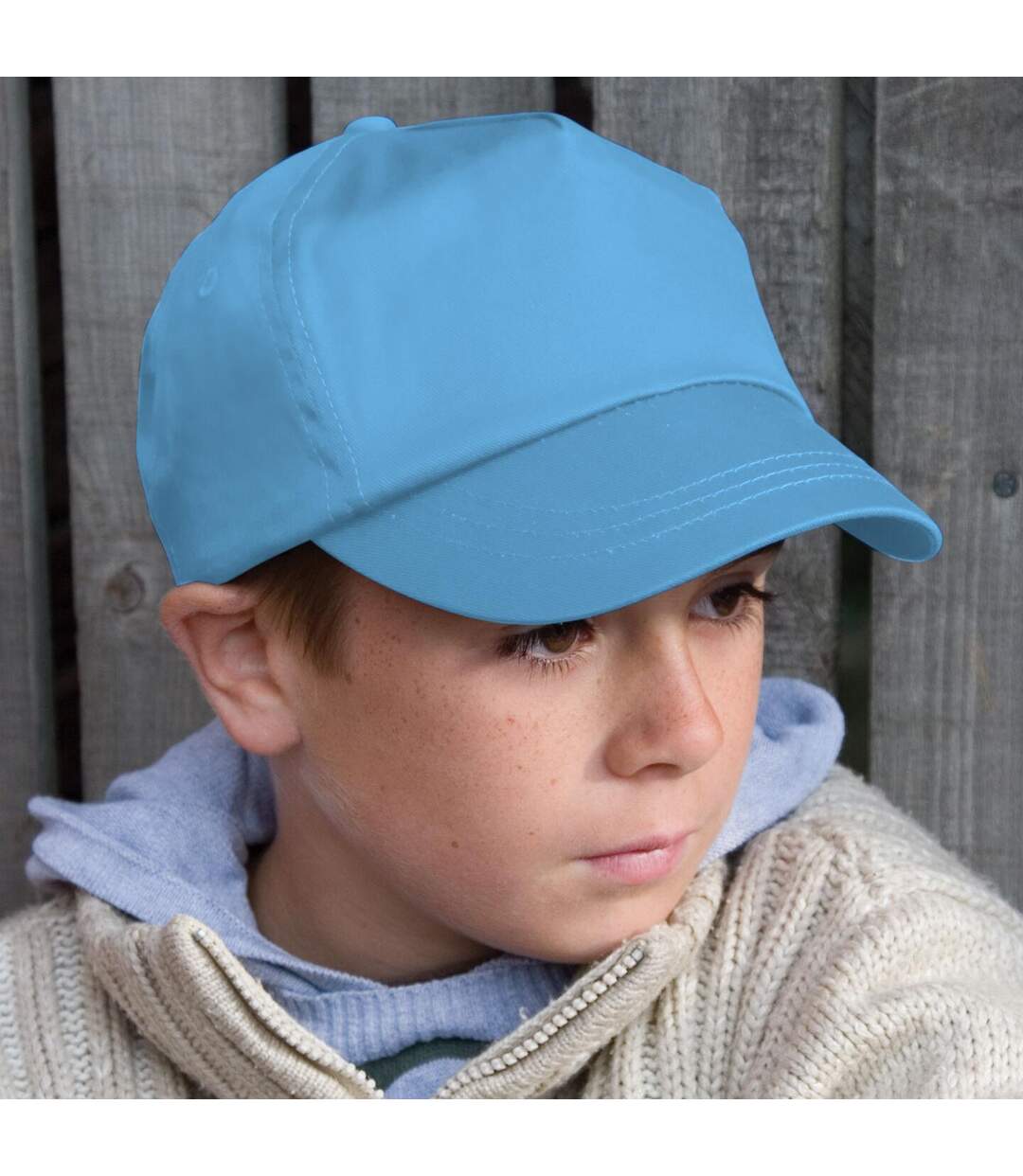 Casquette unie 100% coton enfant unisexe bleu ciel Result-2