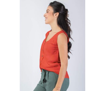 Top femme élégant SABINE couleur terre Coton Du Monde