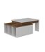 Table basse sur 2 niveaux avec 3 niches de rangement - Blanc et Marron-1