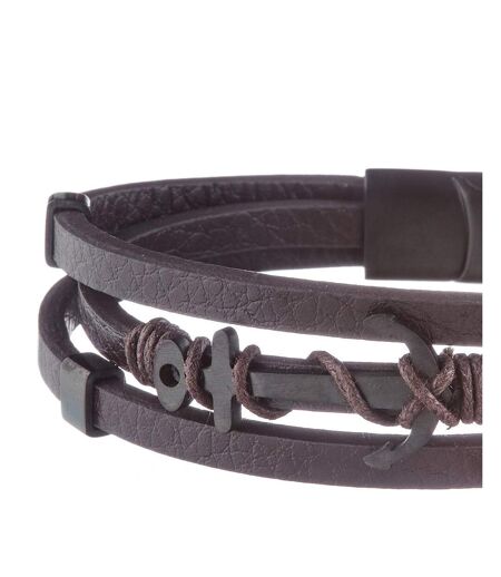 Bracelet noir geographical norway ancre - taille unique