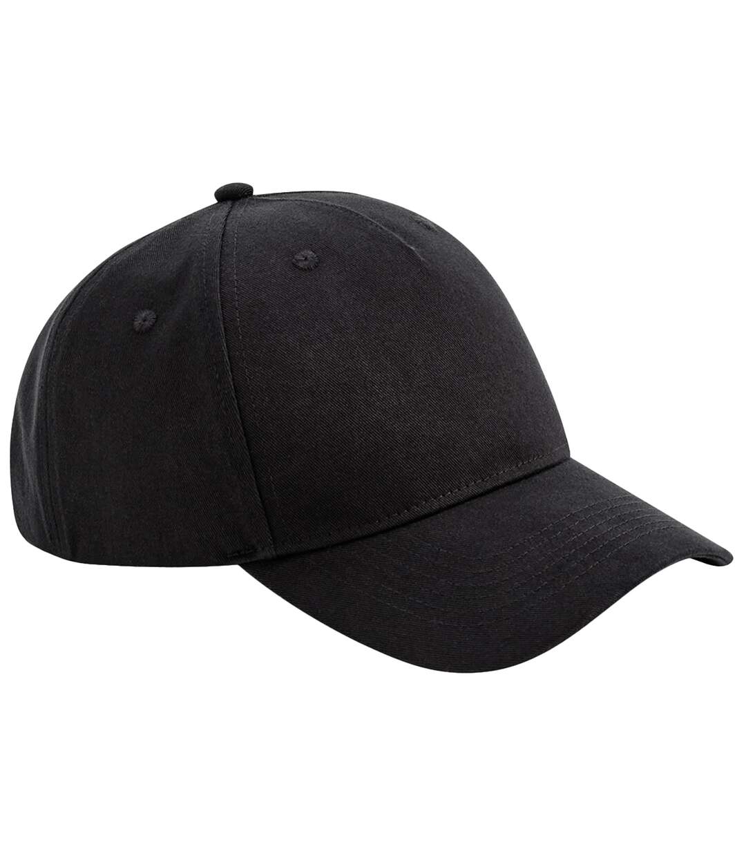 Unisex adult organic cotton 5 panel baseball cap black Beechfield-1