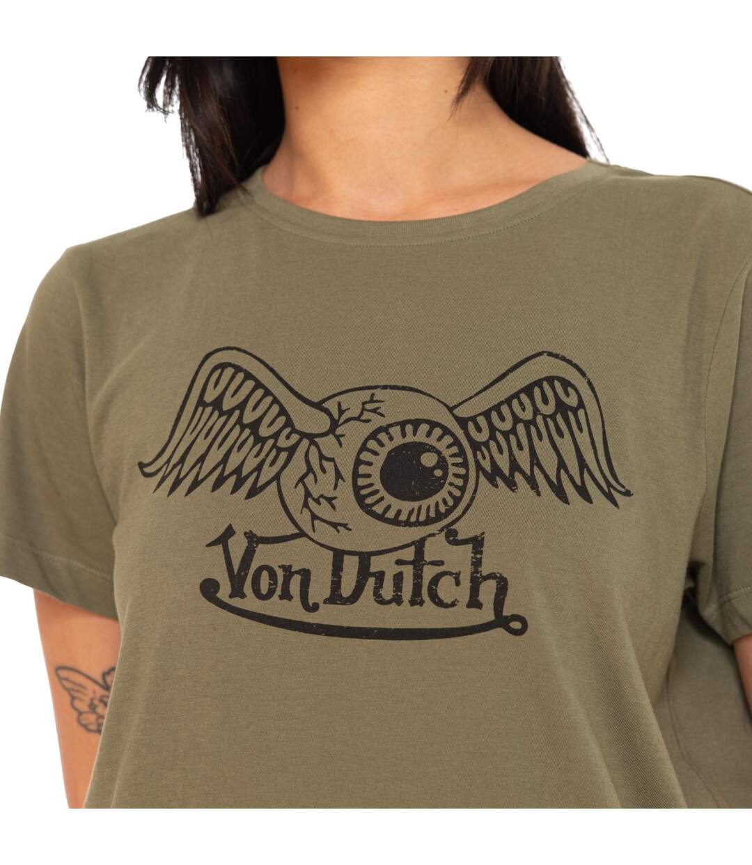 T-shirt femme col rond avec imprimé logo devant Retro Vondutch-2