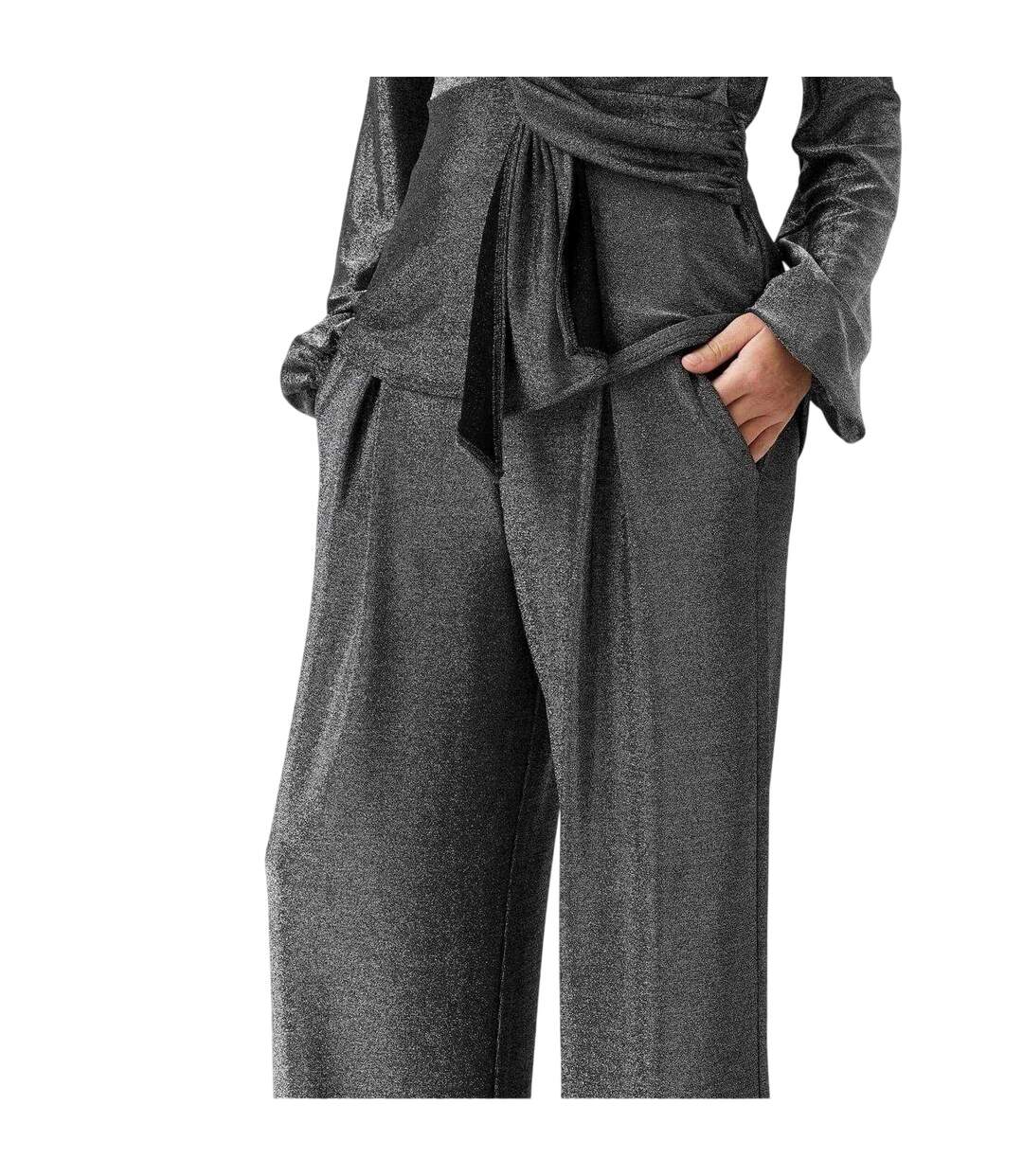 Womens/ladies Wide Leg Trousers Silver Biba-4