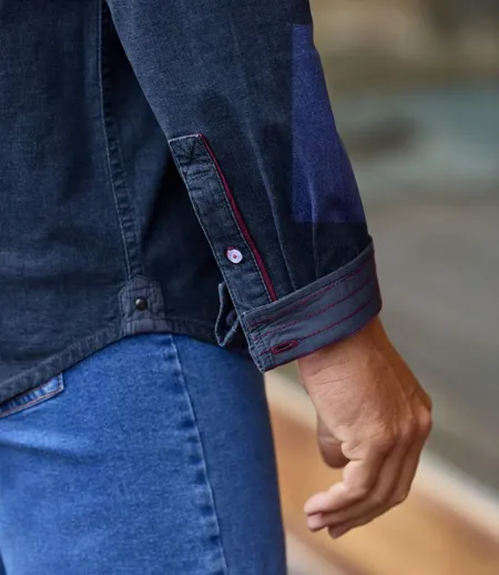 Chemise en Denim Stretch Brodée