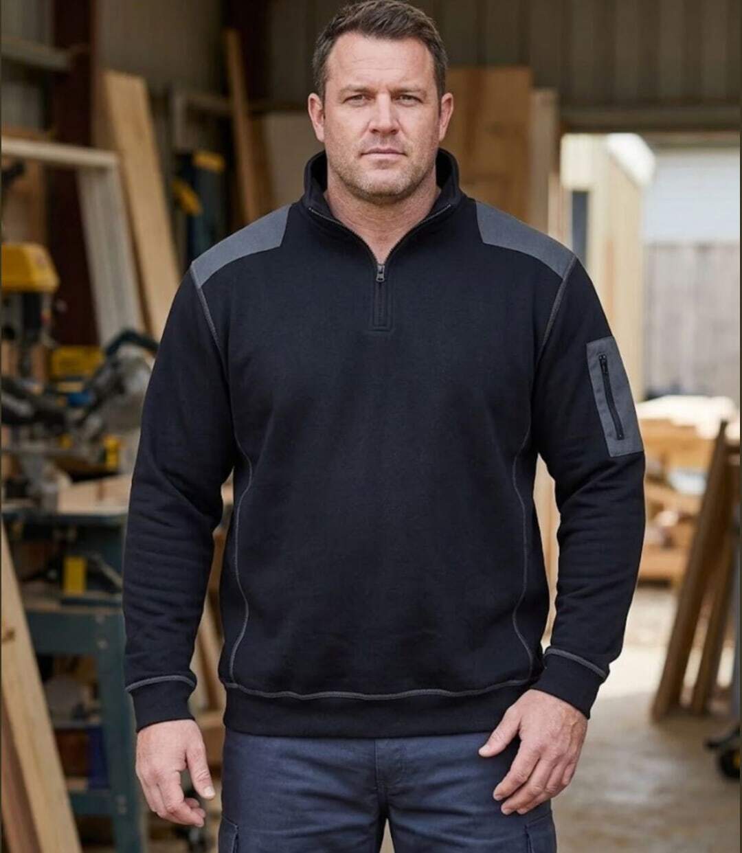 CHALLENGER PRODIGE1 — Sweat molleton col camionneur noir : chaleur et style technique-5