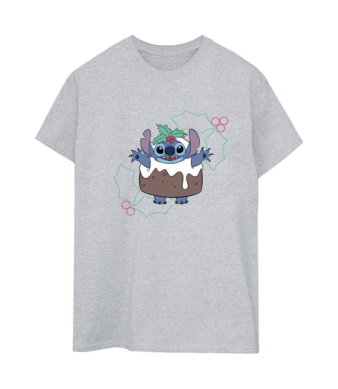 Disney Femmes/Les femmes Lilo & Stitch Pudding Holly Cotton Boyfriend T-Shirt (Gris sportif) - UTBI30607-1