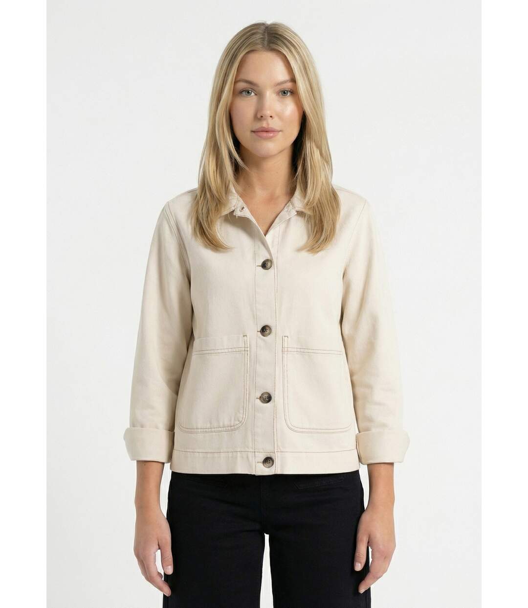 Veste worker boutonnée en jean-1