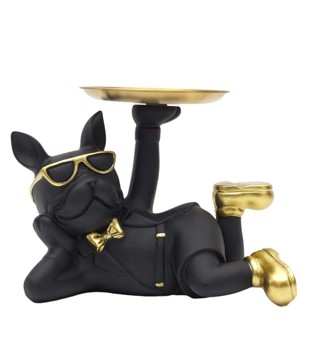 Vide-Poche Statue Bulldog 27cm Noir-3