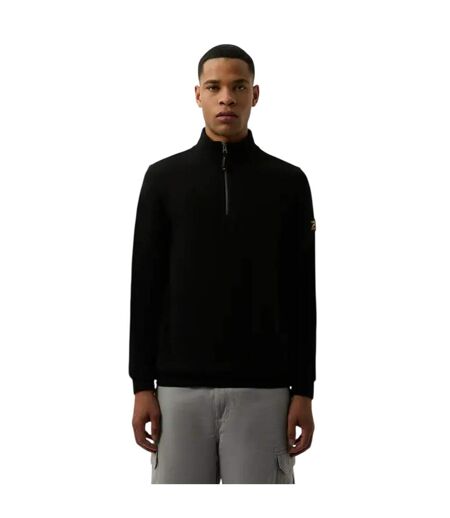 Mens Quarter Zip Regular Long-sleeved Sweatshirt Black Patrick