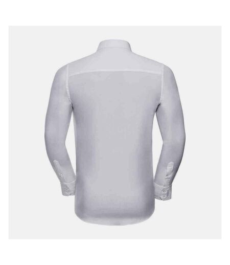 Russell Collection Mens Fitted Long-Sleeved Shirt (White)