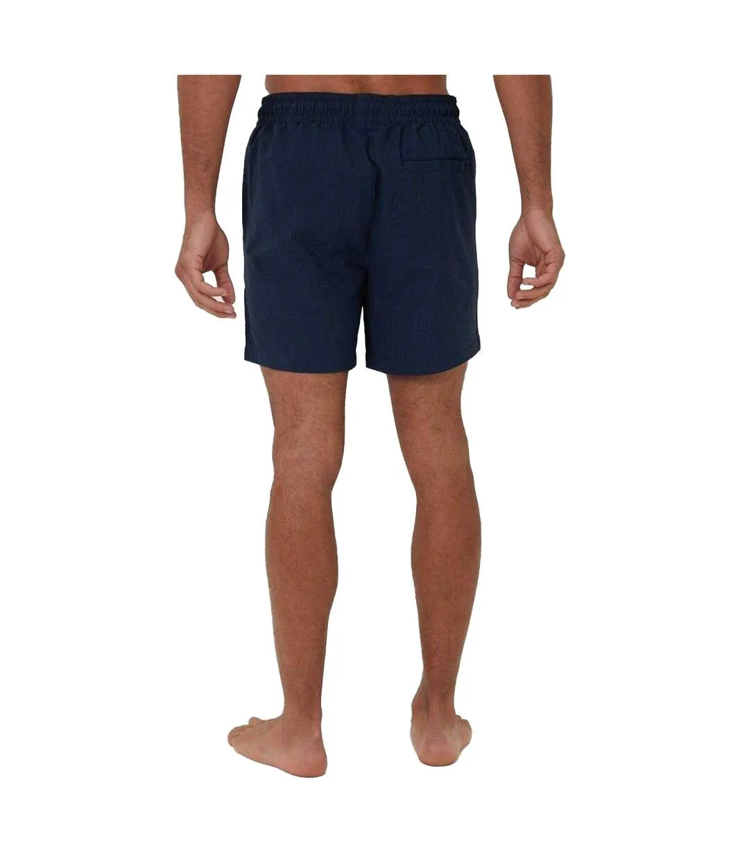 Mens Textured Relaxed Fit Swim Shorts Navy Threadbare-2