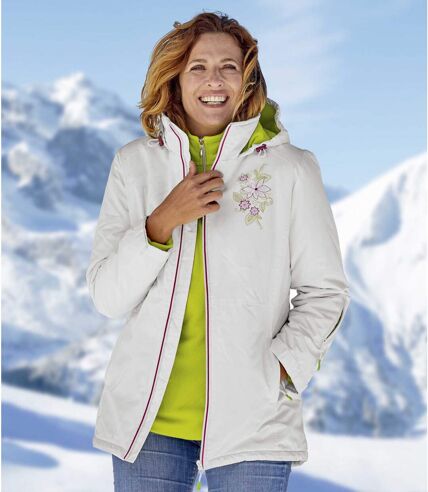 Women's Ski Snow Jacket - White Lime Green