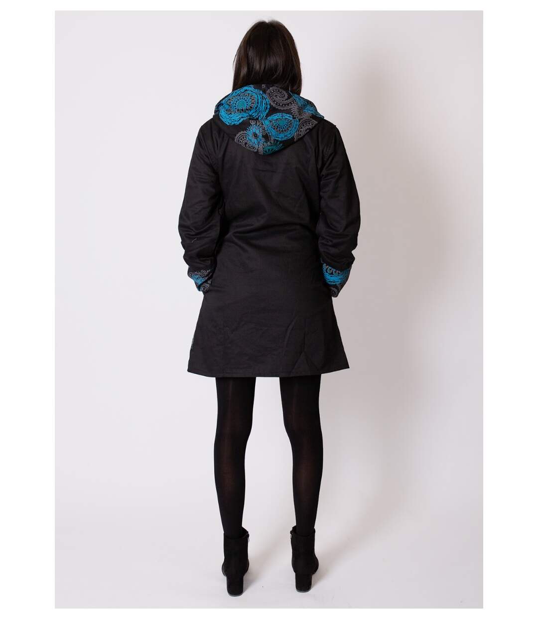 Manteau doublure polaire LUGANO ethnique bleu Coton Du Monde