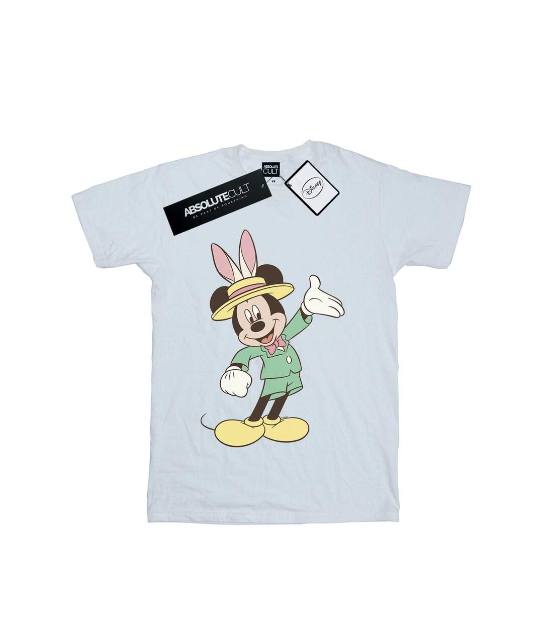 Disney Femmes/Les femmes Mickey Mouse Easter Bunny Cotton Boyfriend T-Shirt (Blanc) - UTBI37505-1