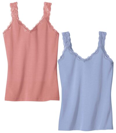Pack of 2 Women's Plain Lace Tank Tops