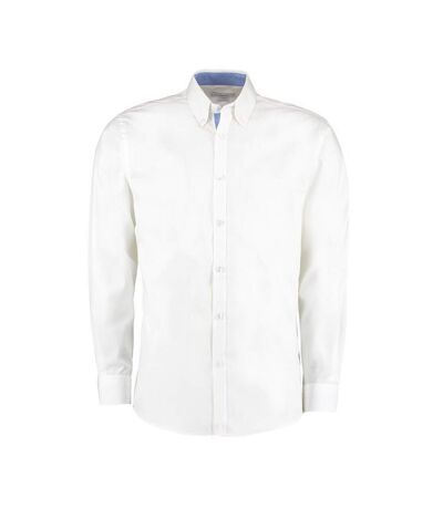 Chemise premium homme blanc / bleu Kustom Kit