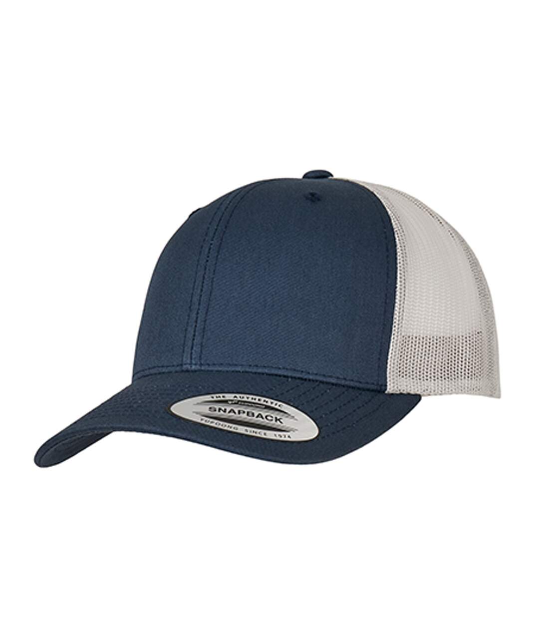 Casquette Trucker Motif/style Rétro Bleu Marine Argenté Flexfit-1