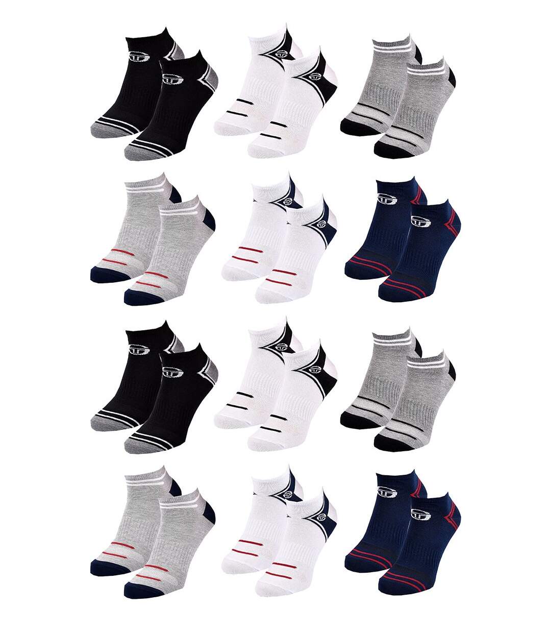 Chaussettes Homme SNEAKER SERGIO TACCHINI Lot de 12 Pack de 12 Paires 2201-2