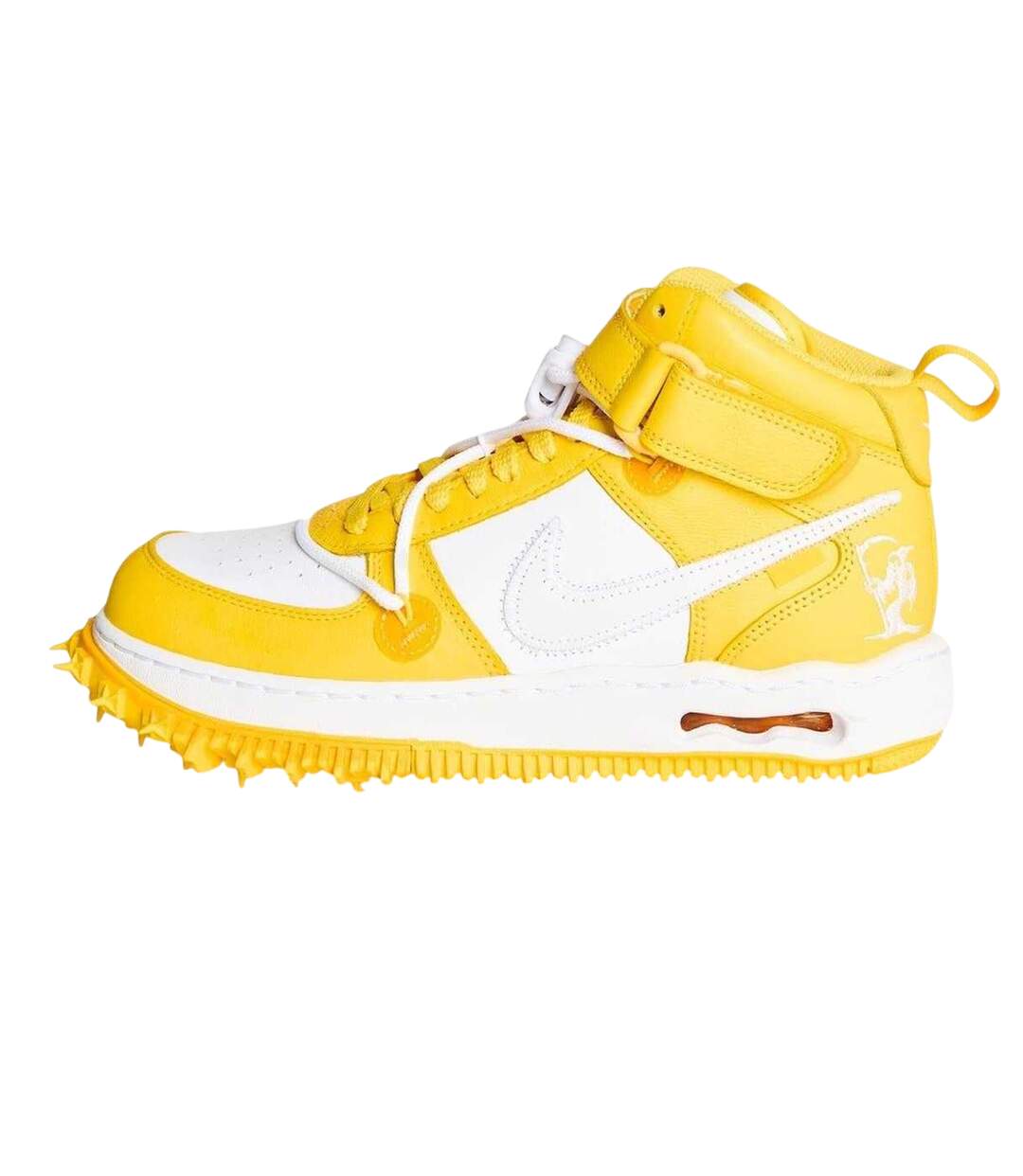 Unisex Adult Off White Leather High Top Trainers Yellow White Nike-2