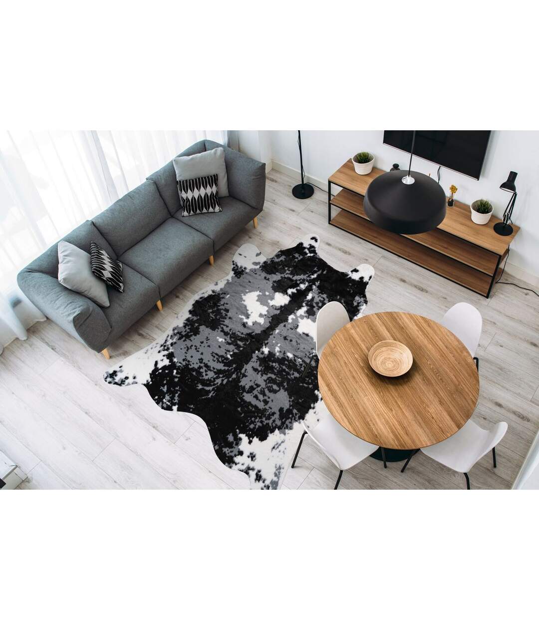 Tapis Imitation Peau de Vache Desert 160x230cm Noir & Blanc-2