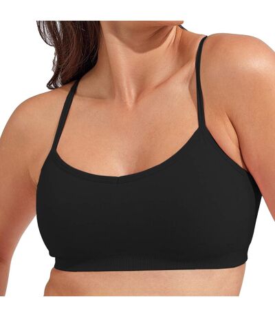 Womens/ladies Recycled Seamless 3d Sports Bra Black TriDri