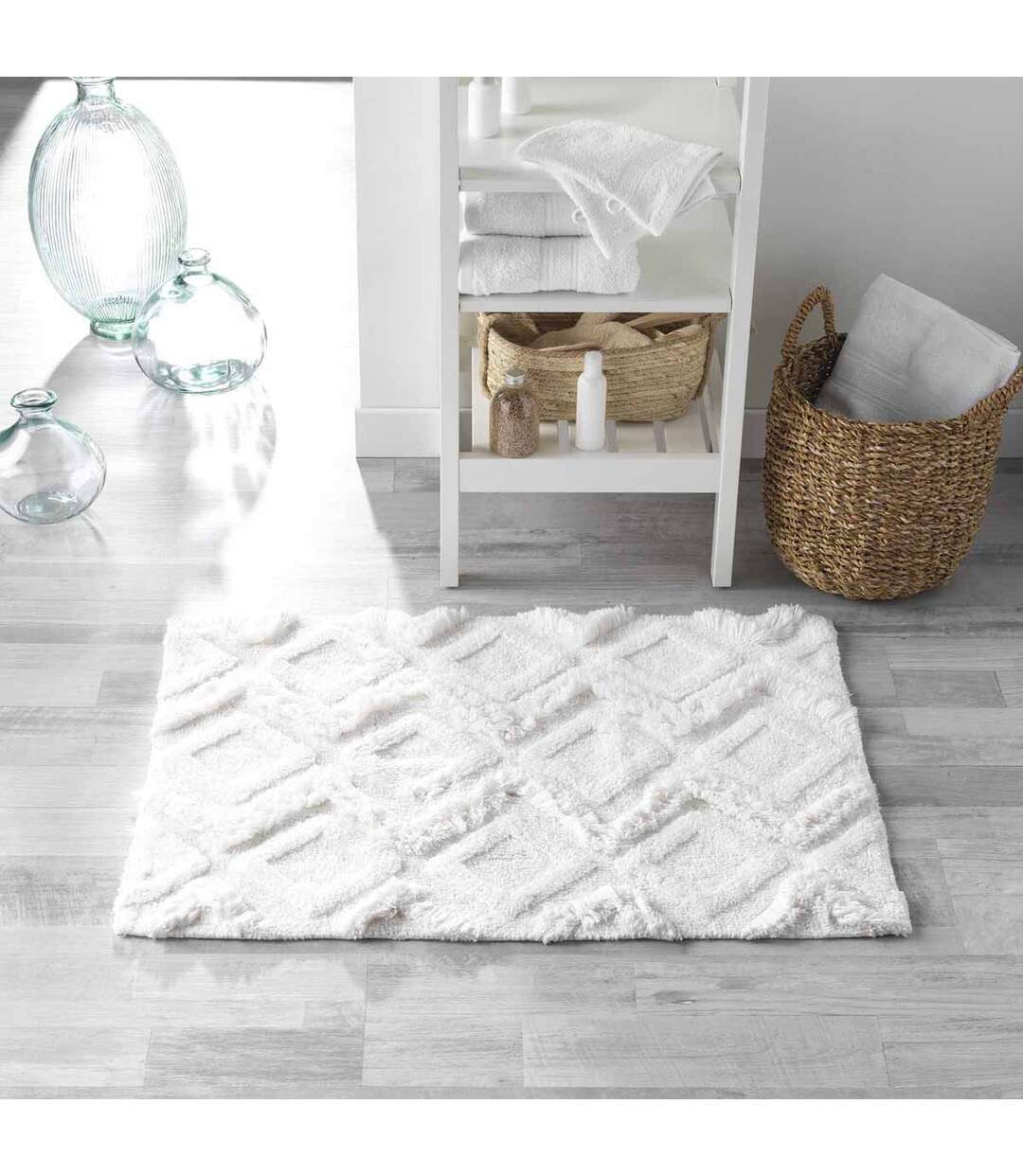 Tapis de Salle de Bain Ikatis 50x80cm Blanc-3