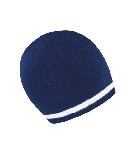 Bonnet National Adulte Bleu Marine Blanc Result Winter Essentials