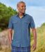 Men's Blue Linen & Cotton Shirt-1