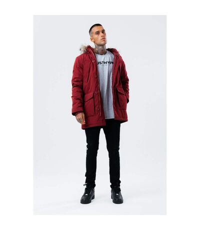 Hype Mens Luxe Longline Parka (Burgundy) - UTHY6868