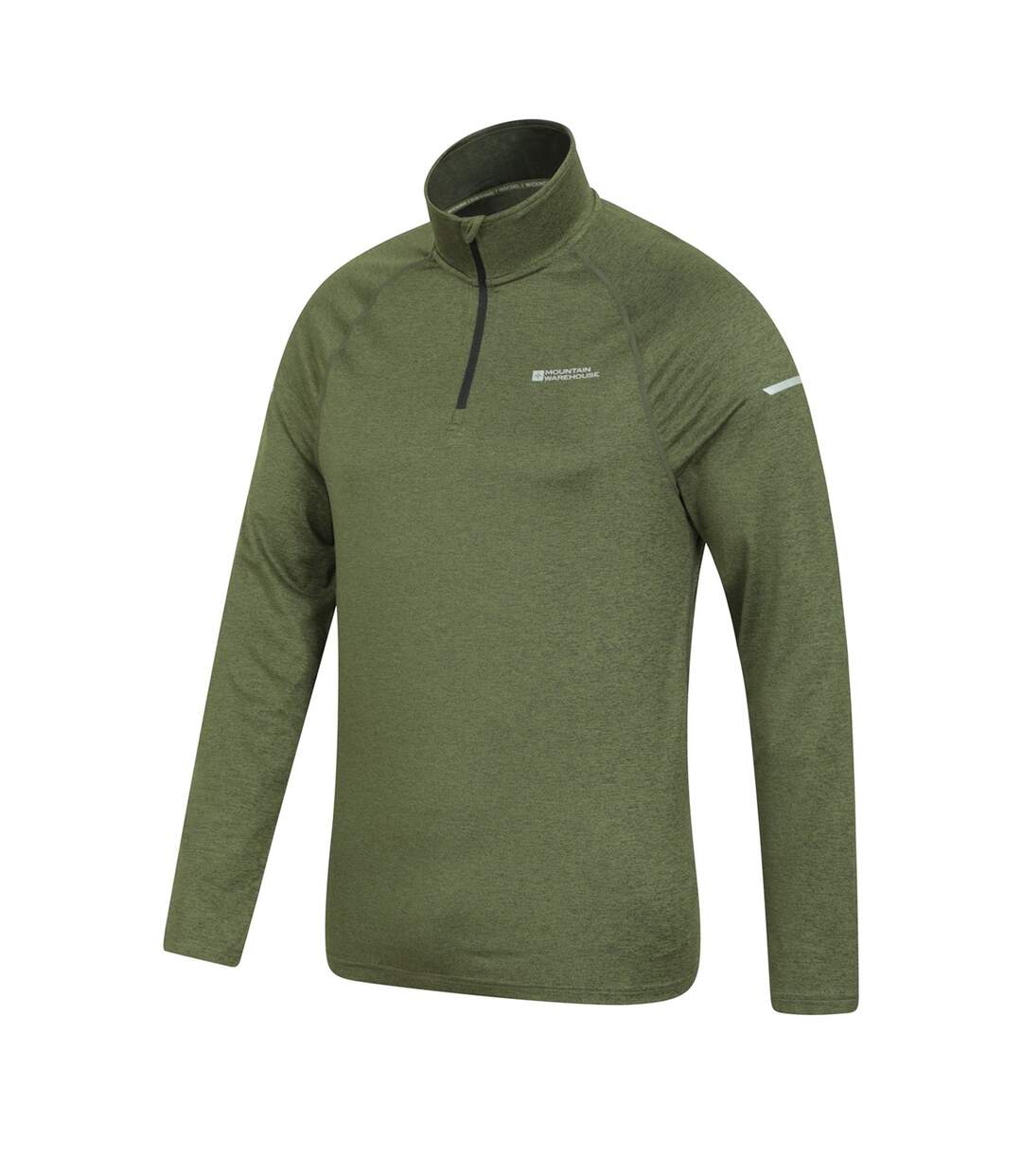 Mens echo melange recycled half zip midlayer green Mountain Warehouse-4