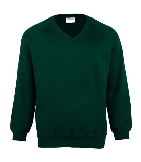 Maddins Mens Colorsure V-Neck Sweatshirt (Bottle Green) - UTRW844