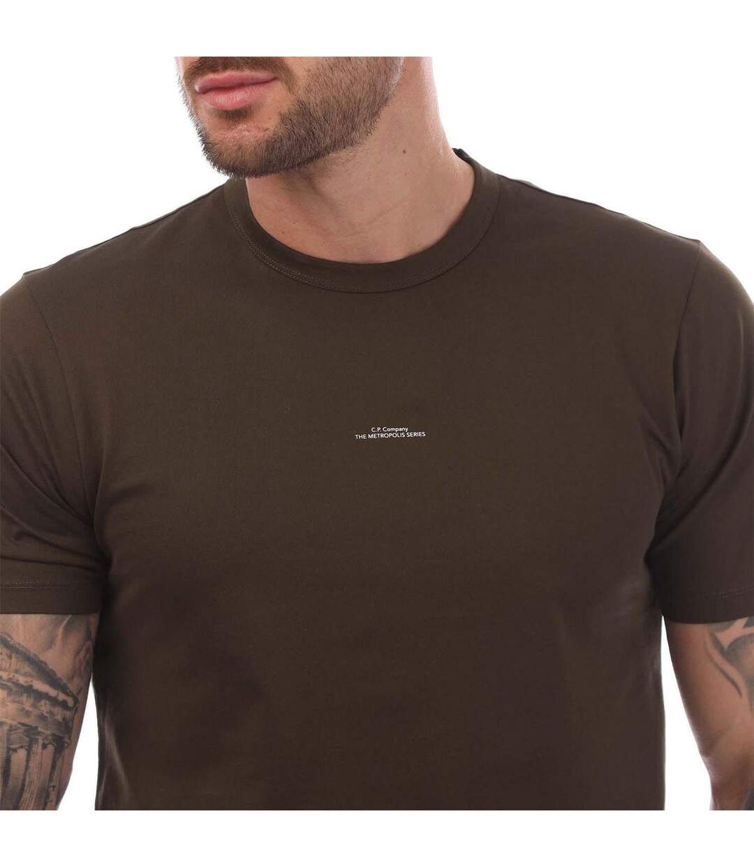 Mens Metropolis Series Logo T-shirt Green C.P. Company-4