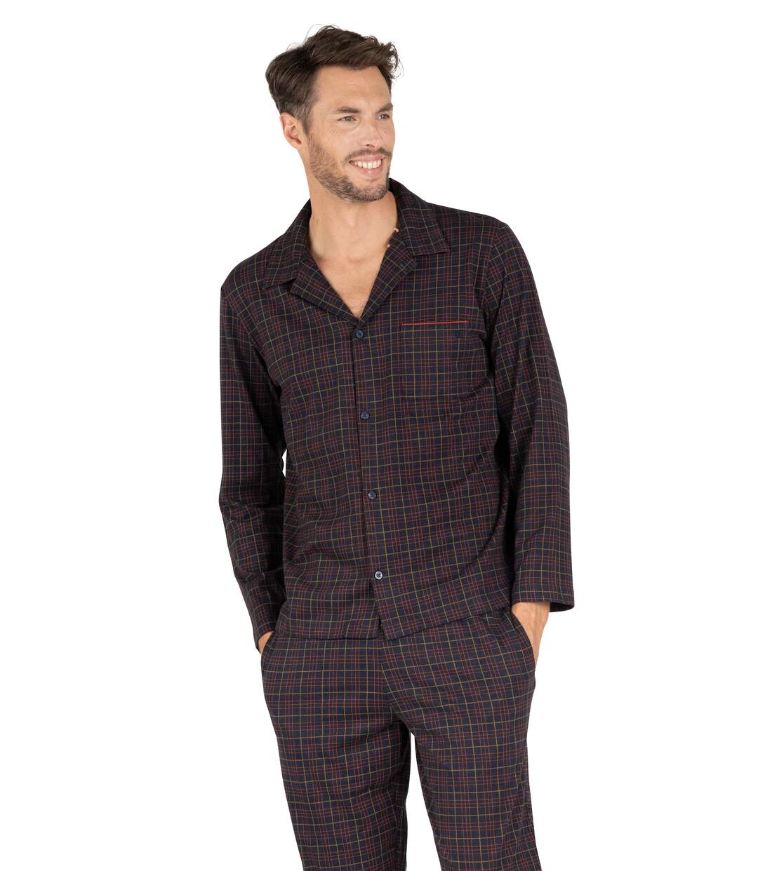 Pyjama long col ouvert homme L'écossais Eminence-1