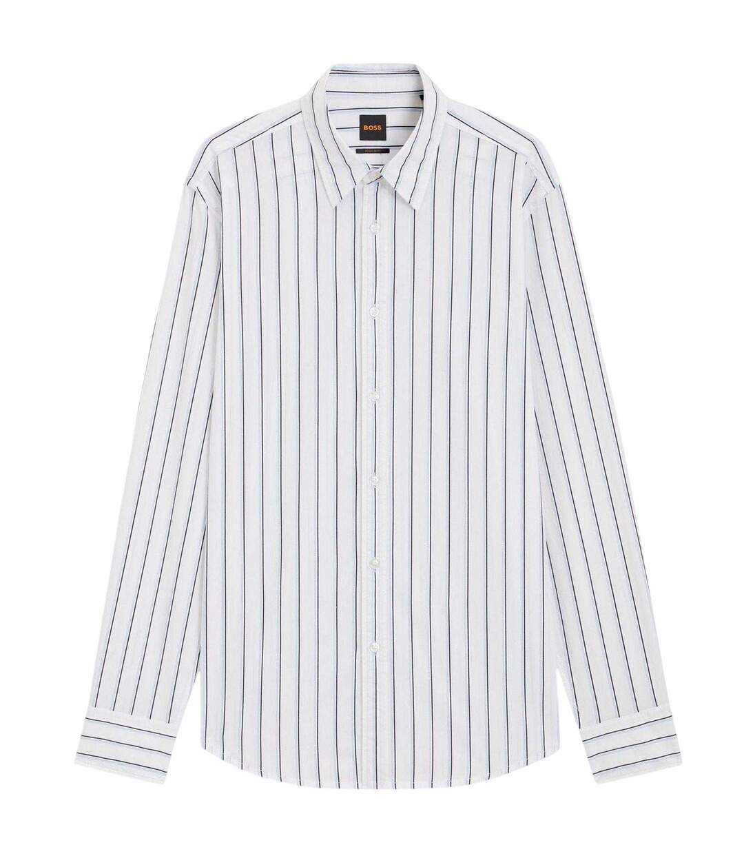 Mens Striped Regular Shirt White Boss-2