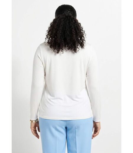 T-shirt court dentelle col V manches longues