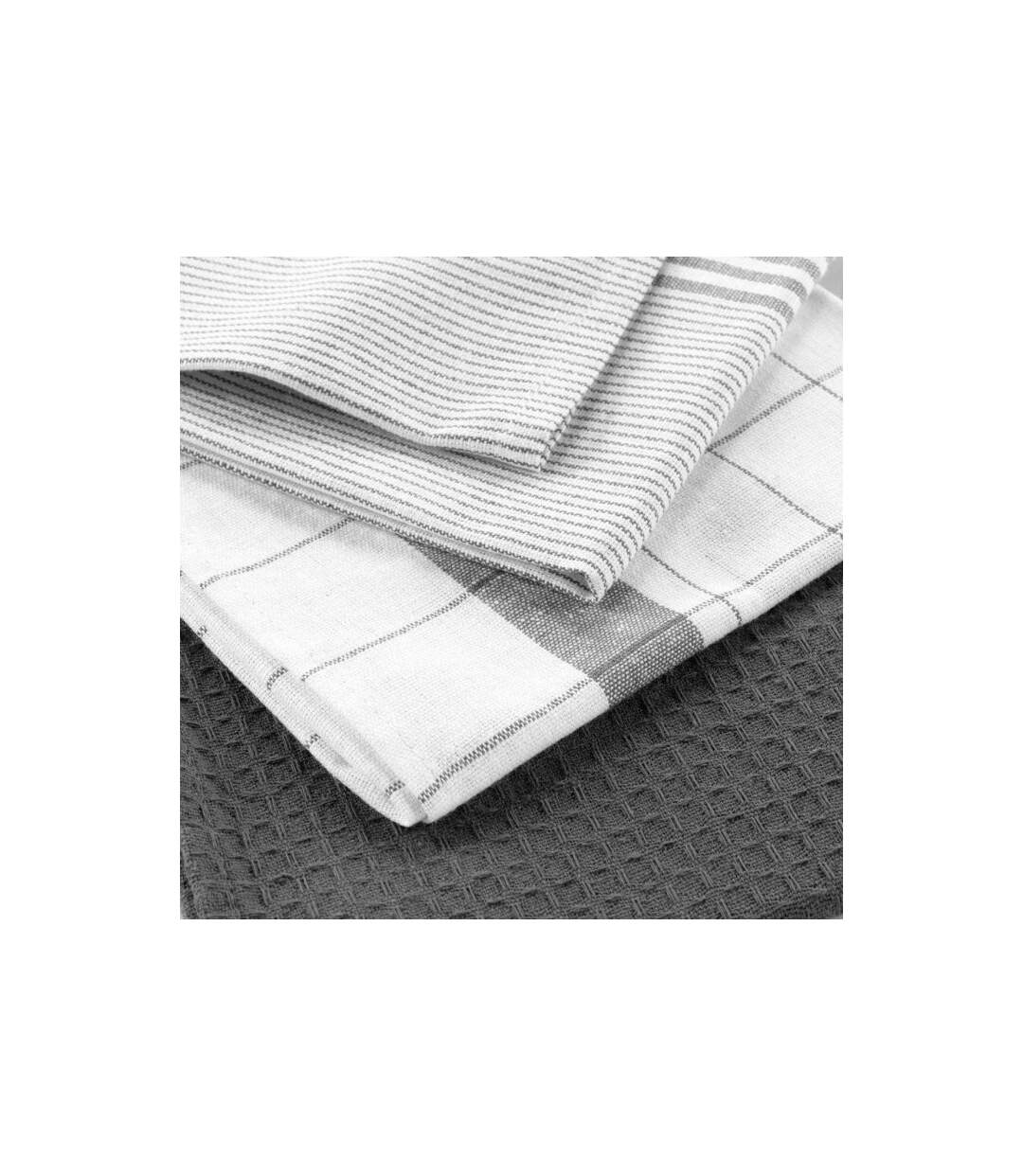 Lot de 3 Torchons Vibrato 50x70cm Anthracite-2