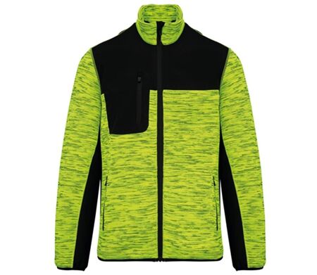 Veste recylée en polytricot - WK9108 - jaune fluo chiné et noir