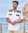 Biała koszula z detalami z tkaniny Chambray Atlas For Men