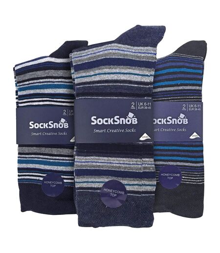 6 Paires Chaussettes Homme Coton avec Rayures