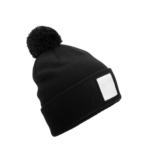 Bonnet Motif/style Pompon Noir Blanc Beechfield