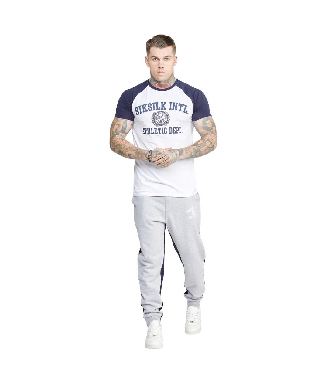 Unisex Adult Contrast Jogging Bottoms Grey SikSilk-4
