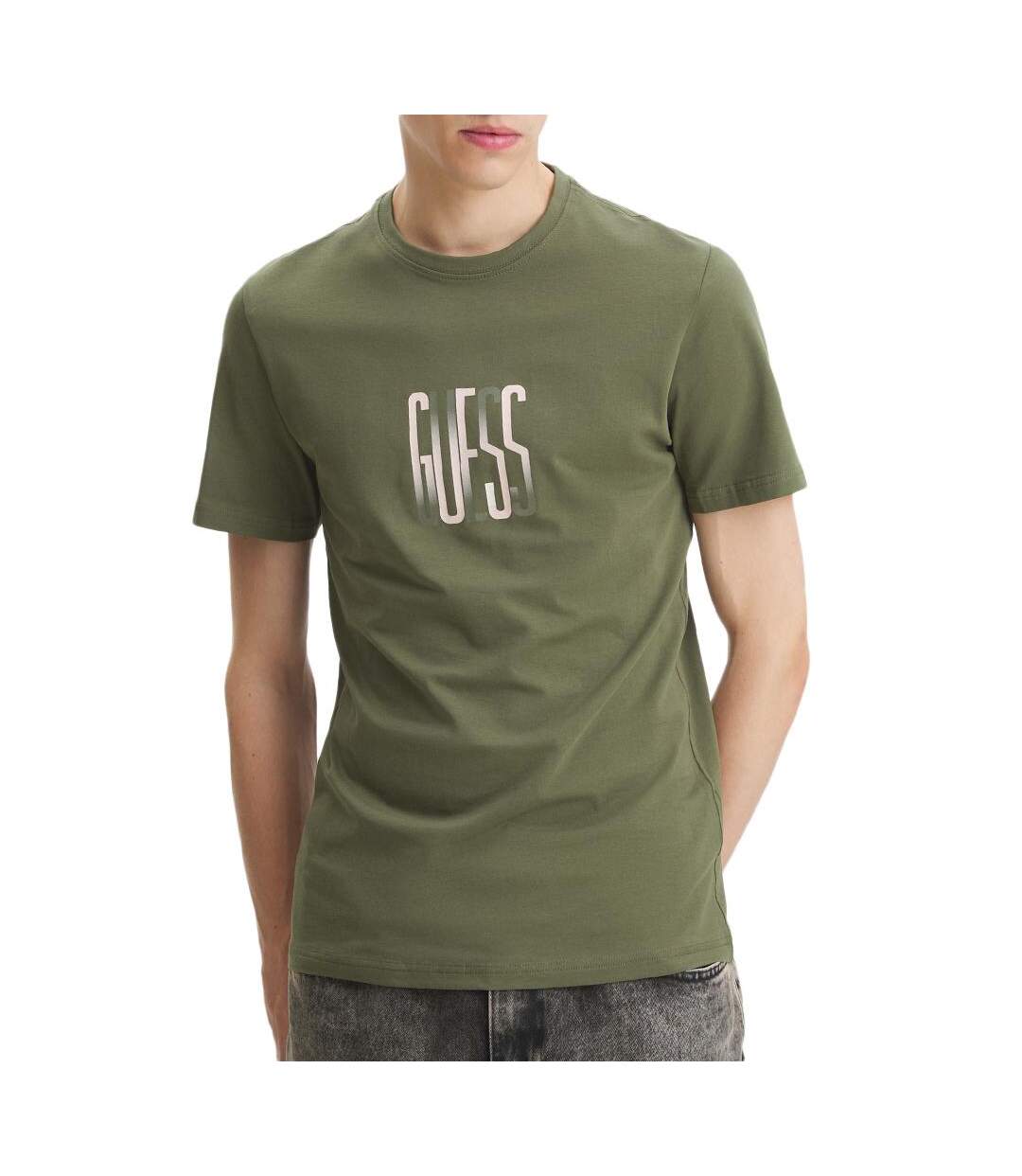 T-shirt Kaki  Homme Guess Shaded - M