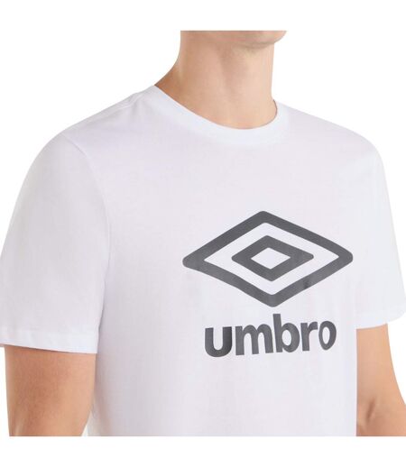 Mens Stacked Logo T-shirt Brilliant White Black Umbro