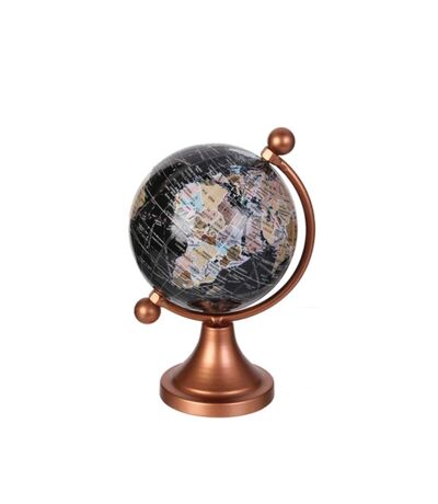 Globe terrestre en métal - H.14cm - Marron cuivré